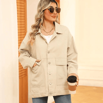 Casual Oversized Denim Jacket With Button Closure