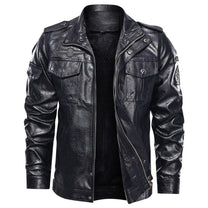 Casual Slim Fit PU Leather Jacket With Patch Details
