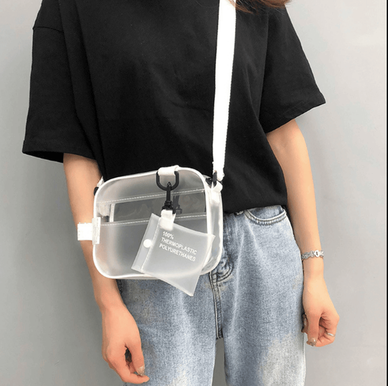 Casual Transparent Shoulder Bag With Adjustable Strap