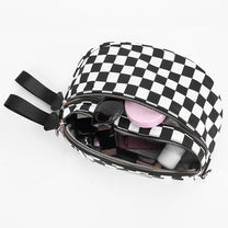 Checkered Crossbody Bum Bag With Wide Strap And Multiple Compartments