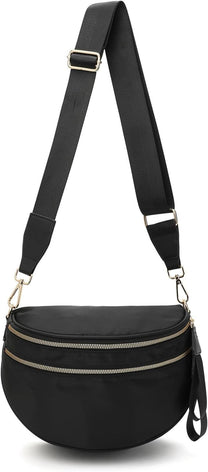 Checkered Crossbody Bum Bag With Wide Strap And Multiple Compartments