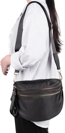 Checkered Crossbody Bum Bag With Wide Strap And Multiple Compartments