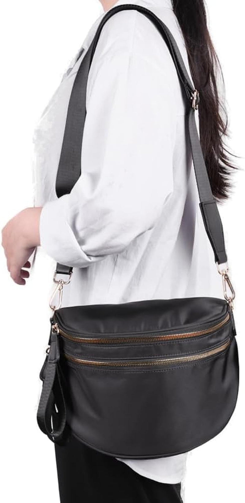 Checkered Crossbody Bum Bag With Wide Strap And Multiple Compartments