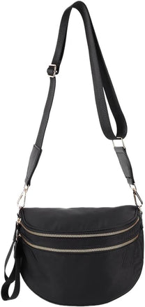 Checkered Crossbody Bum Bag With Wide Strap And Multiple Compartments