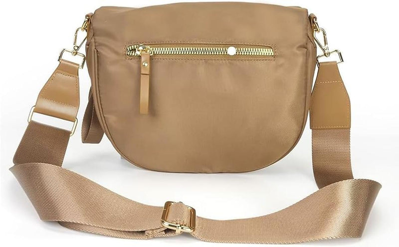Checkered Crossbody Bum Bag With Wide Strap And Multiple Compartments