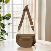 Checkered Crossbody Bum Bag With Wide Strap And Multiple Compartments