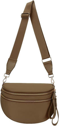 Checkered Crossbody Bum Bag With Wide Strap And Multiple Compartments