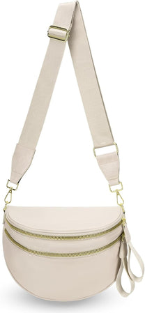 Checkered Crossbody Bum Bag With Wide Strap And Multiple Compartments