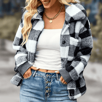 Checkered Relaxed Fit Fleece Jacket