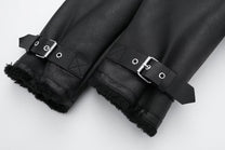 Chic Black PU Leather Jacket With Fur Collar