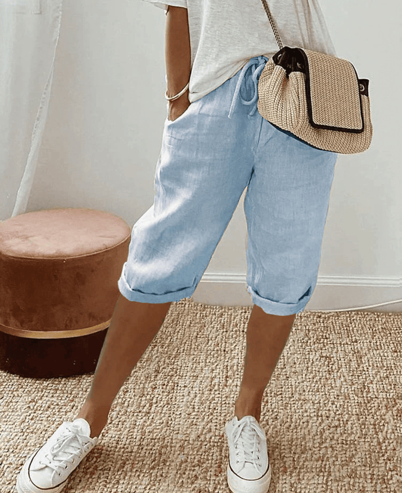 Chic High-Waisted Knee-Length Shorts For Women