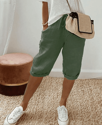Chic High-Waisted Knee-Length Shorts For Women