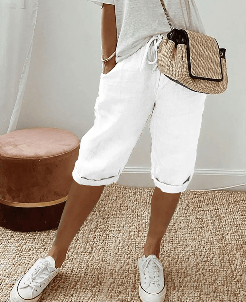 Chic High-Waisted Knee-Length Shorts For Women