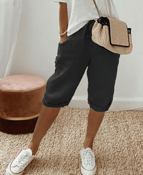 Chic High-Waisted Knee-Length Shorts For Women