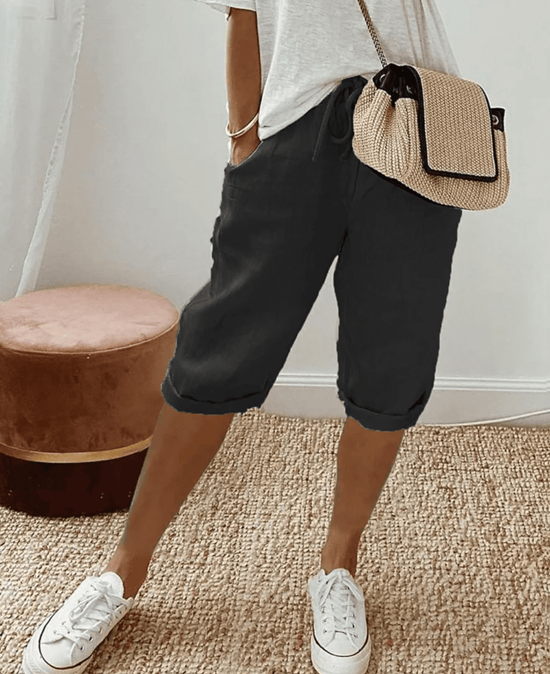 Chic High-Waisted Knee-Length Shorts For Women