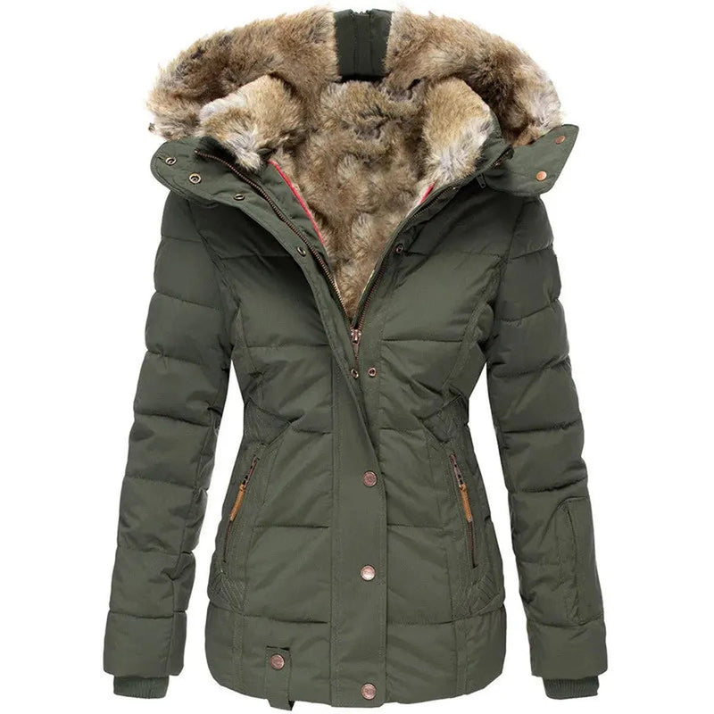 Chic Hooded Long Sleeve Wool Blend Coat