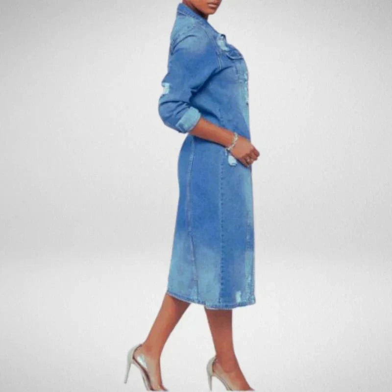 Chic Longline Denim Trench Coat for Versatile Styling