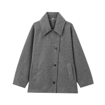 Chic Oversized Wool Jacket With Button Closure