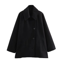 Chic Oversized Wool Jacket With Button Closure