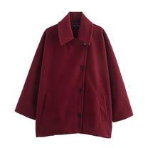 Chic Oversized Wool Jacket With Button Closure