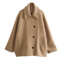 Chic Oversized Wool Jacket With Button Closure