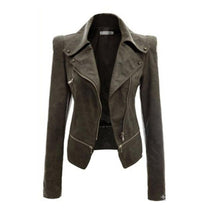 Chic PU Leather Zip-Up Jacket For Women