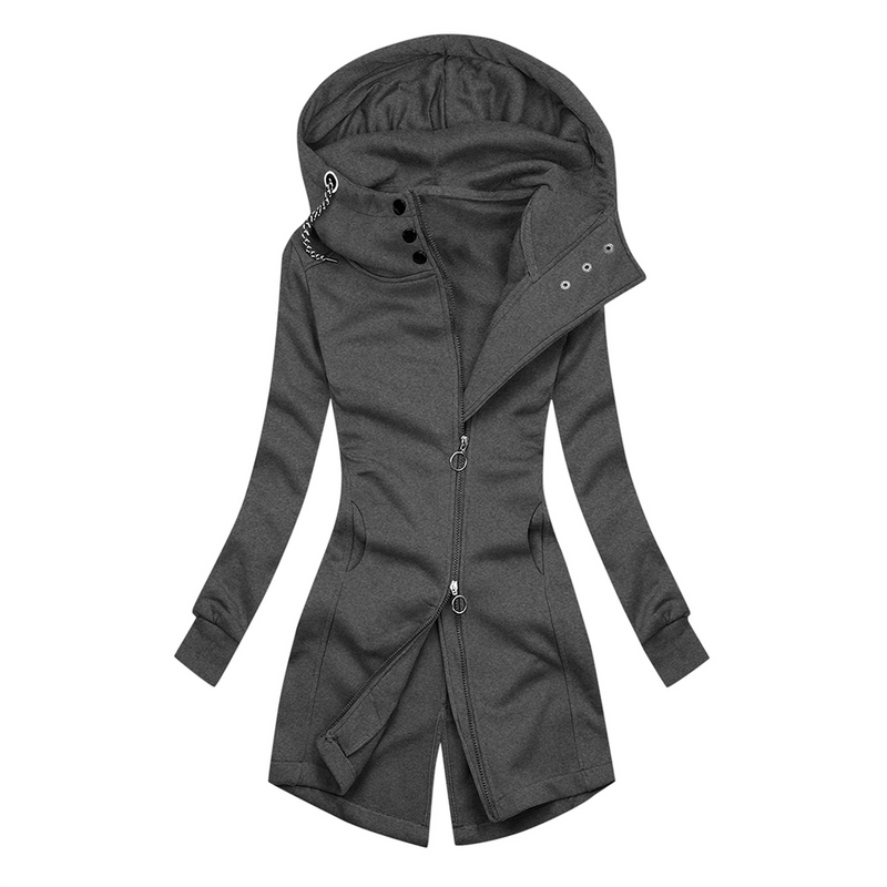 Chic Slim-Fit Turtleneck Hoodie Jacket for Women