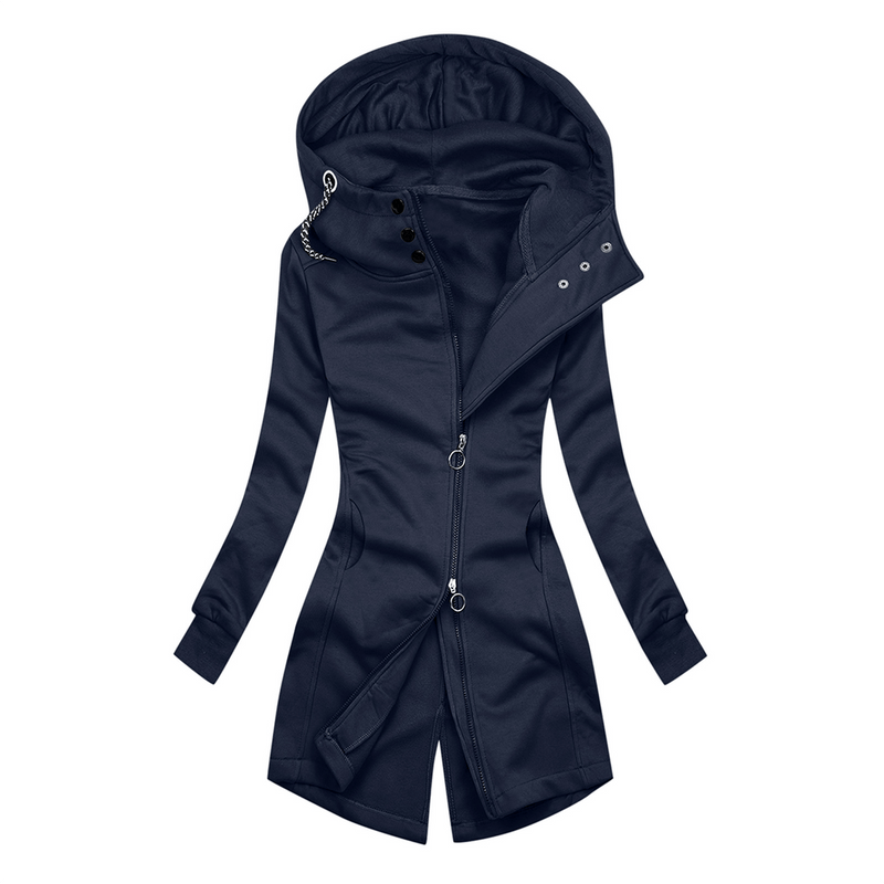 Chic Slim-Fit Turtleneck Hoodie Jacket for Women
