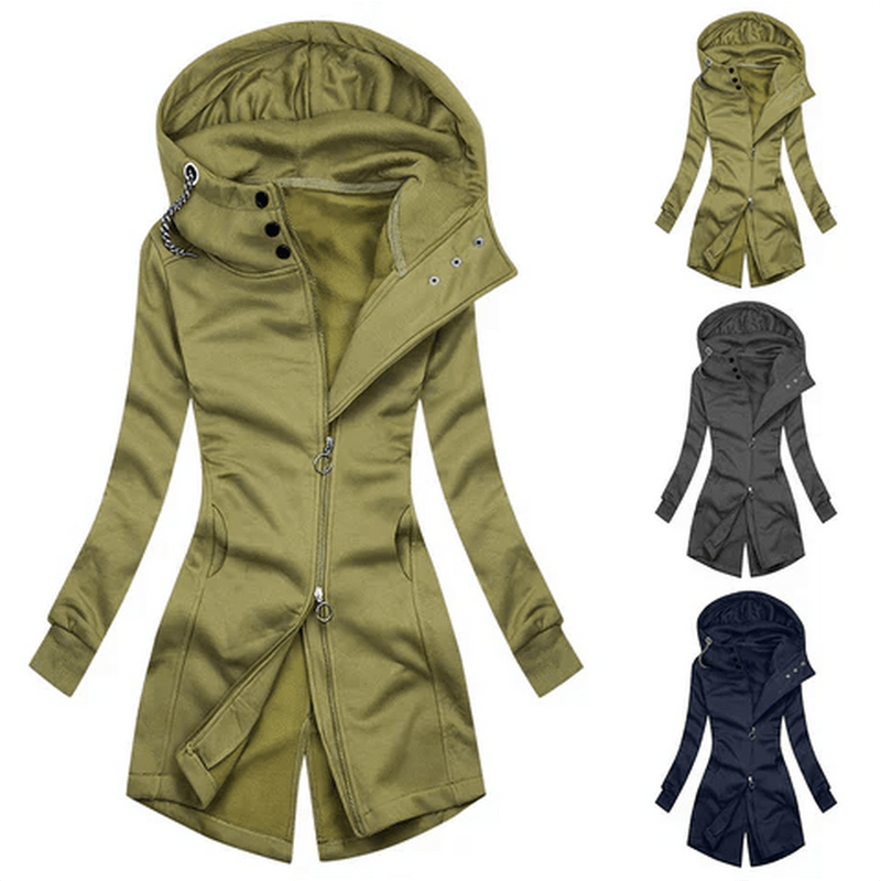 Chic Slim-Fit Turtleneck Hoodie Jacket for Women