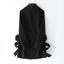 Chic Slim Fit Wool Wrap Collar Coat