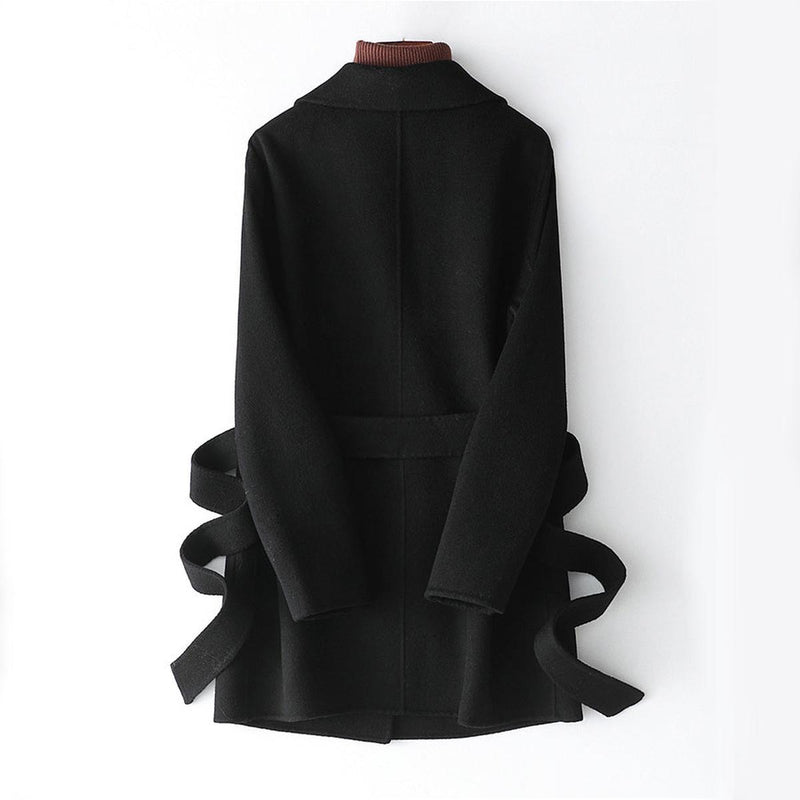Chic Slim Fit Wool Wrap Collar Coat