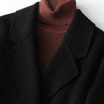 Chic Slim Fit Wool Wrap Collar Coat