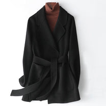 Chic Slim Fit Wool Wrap Collar Coat