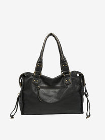 Chic Vegan Leather Shoulder Bag With Zipper Closure