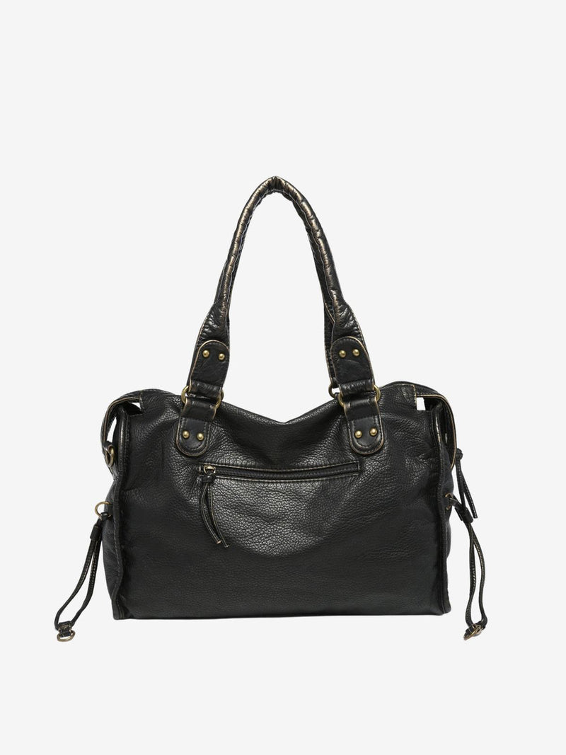 Chic Vegan Leather Shoulder Bag With Zipper Closure