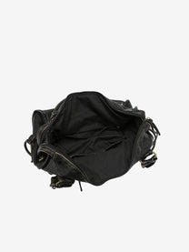 Chic Vegan Leather Shoulder Bag With Zipper Closure