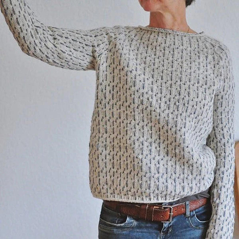 Chic Women&#39;s Grey Round Neck Sweater Herwick