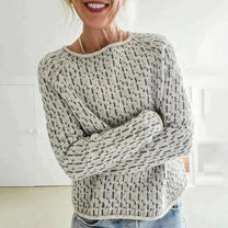 Chic Women&#39;s Grey Round Neck Sweater Herwick