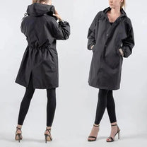 Women’s Hooded Trench Coat – Lightweight Windbreaker