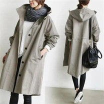 Women’s Hooded Trench Coat – Lightweight Windbreaker
