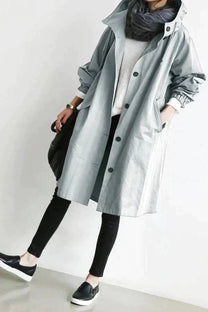 Women’s Hooded Trench Coat – Lightweight Windbreaker