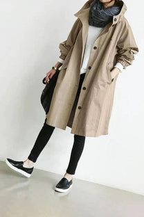 Women’s Hooded Trench Coat – Lightweight Windbreaker