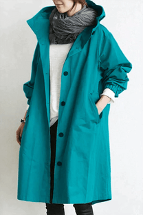 Women’s Hooded Trench Coat – Lightweight Windbreaker