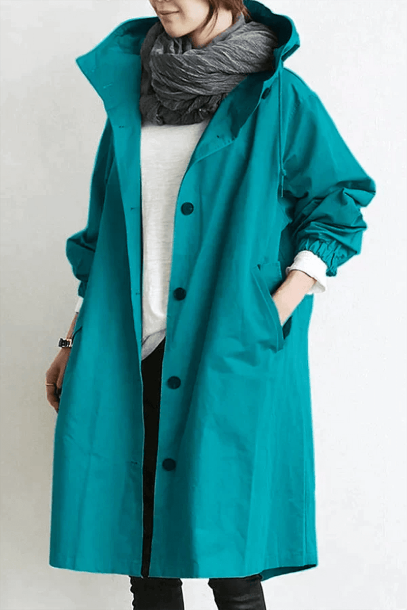 Women’s Hooded Trench Coat – Lightweight Windbreaker