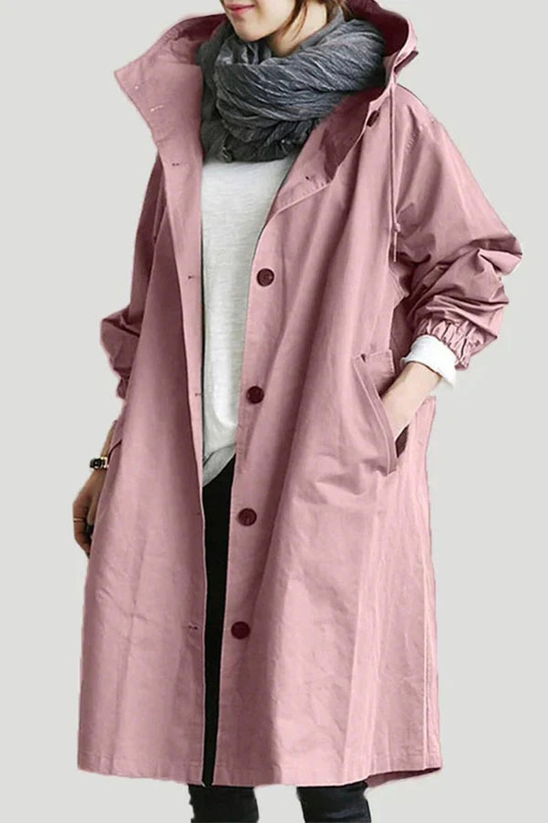 Women’s Hooded Trench Coat – Lightweight Windbreaker