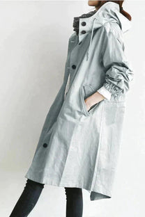 Women’s Hooded Trench Coat – Lightweight Windbreaker
