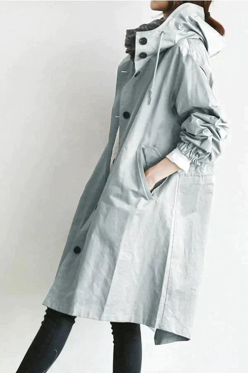 Women’s Hooded Trench Coat – Lightweight Windbreaker