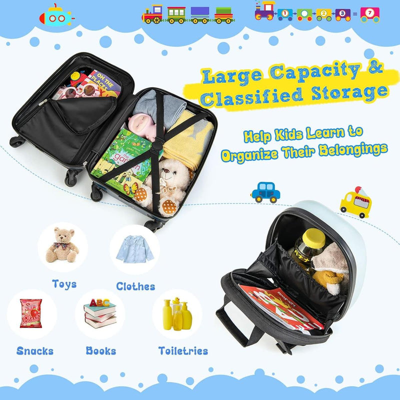 Children&#39;s 2-Piece Hard Shell Luggage Set With Backpack And 360° Wheels