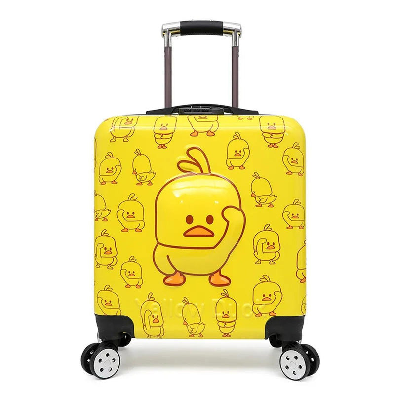 Children&#39;s Trolley Suitcase With Duck Design - Lightweight Hard Shell Travel Bag