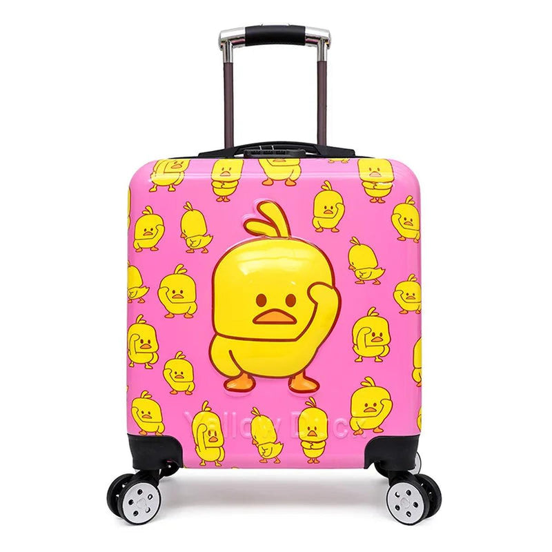 Children&#39;s Trolley Suitcase With Duck Design - Lightweight Hard Shell Travel Bag